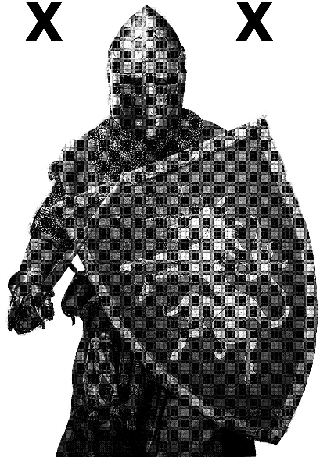 Medieval knight with sword and shield - Airbrushing stencil